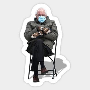 Bernie Sanders Inauguration Mittens Meme Can't Even Sticker